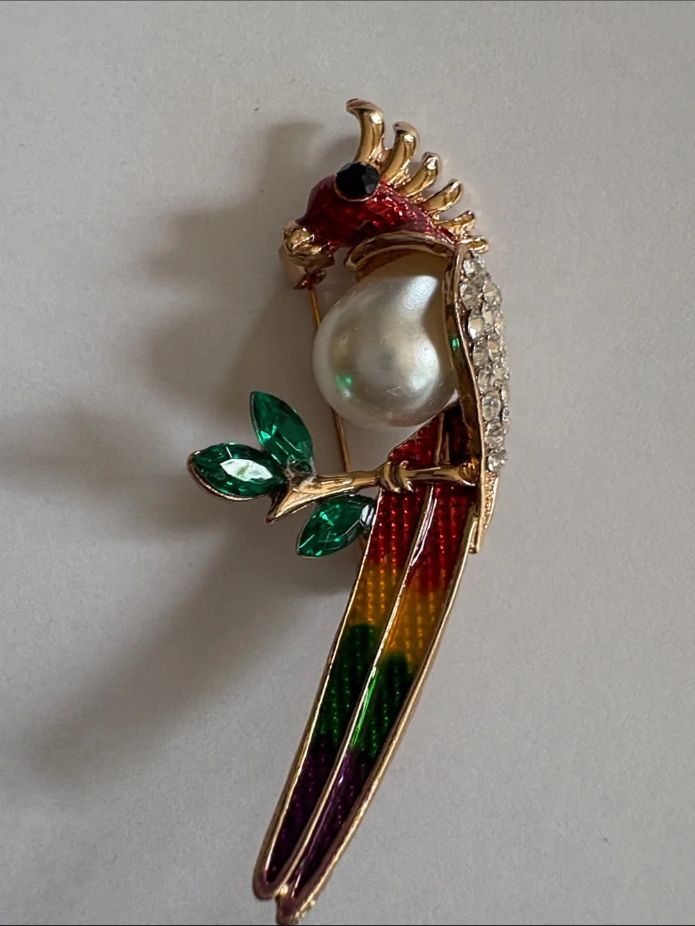 Crystal Parrot Brooch Pin